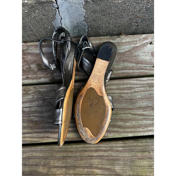 AGL Attilio Giusti Leombruni Metallic Leather Sandals Made in Italy - Picture 5 of 5